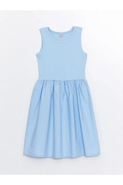 LC Waikiki Lcw Kids Blue Crew Neck Girls' Dress