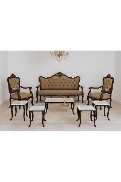 Al Saada Home Ceramic Service Tables Set - 4+1 - Black