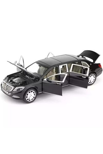 OEM Masinuta metalica Mercedes Maybach S600, usi mobile, portbagaj mobil, capota mobila, negru, 22 cm