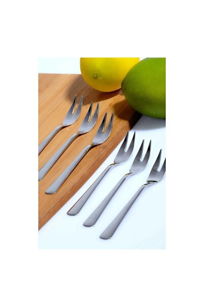 Demir Çeyiz Set of 6 Stainless Steel Lemon and Fondue Forks, Stylish and Durable 18/10