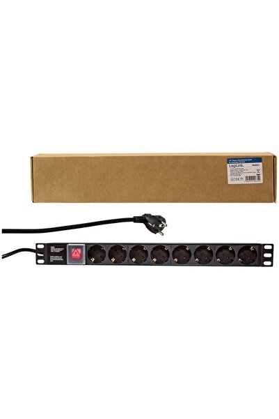 LogiLink PDU 1U for 19" rack, 8 Schuko outlets