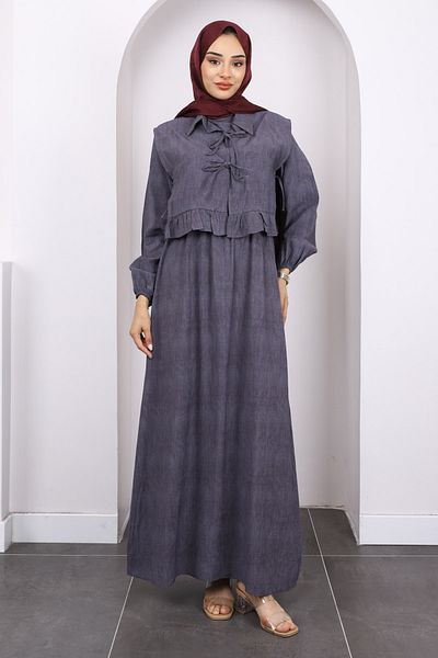 İmajButik Φόρεμα με καπνιστό γιλέκο και ελαστική μέση