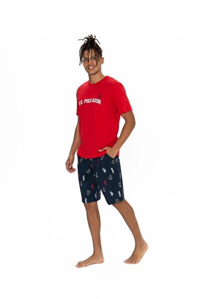 U.S. Polo Assn. U.S. Polo Assn. Men's Printed Shorts Summer Pajamas Set Red - Red - Astps18C86L6Pui-Kir