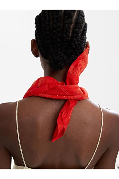 PARFOIS Çizgili Kare Eşarp %100 Pamuk