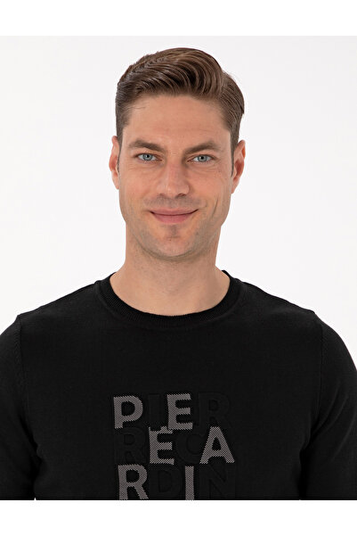 Pierre Cardin Black Slim Fit Crew Neck Sweater 50315737-Vr046
