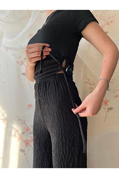 Sublime Butik Γυναικείο Σετ Μπλούζα-Παντελόνι από Ύφασμα Bubble