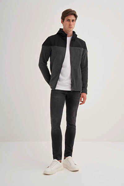 Cazador Hooded Collar Anthracite Men's Cardigan 56390