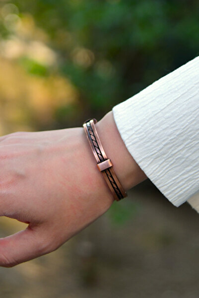 signoraerica Ortası Halat Desen Bakır Bileklik