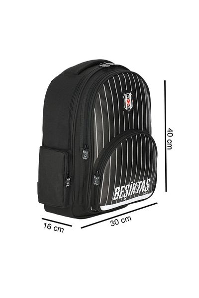 Beşiktaş Licensed 3 Compartment Thin Stick Faux Leather School Bag + Lunch Bag + Pen Holder Set