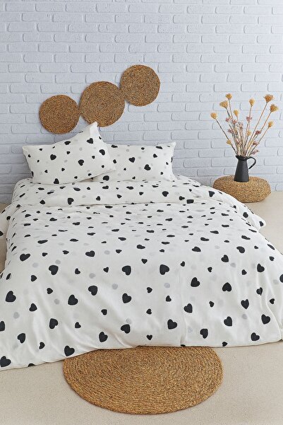 Sheri Home Lastikli Çarşaflı Çift Kişilik Nevresim Takımı SİYAHKALPi885552277...