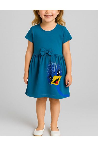 QUESHMA Cotton Printed Combed Cotton Girl's Dress