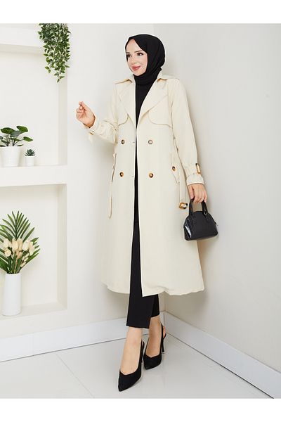 RACE FASHİON Lined Linen Trench Coat Rc3089120