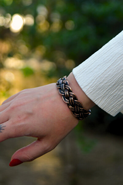 signoraerica Saç Örgü Model Bakır Bileklik