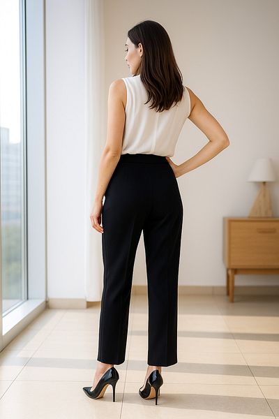 Ceylen High Waist Pleated Fabric Trousers