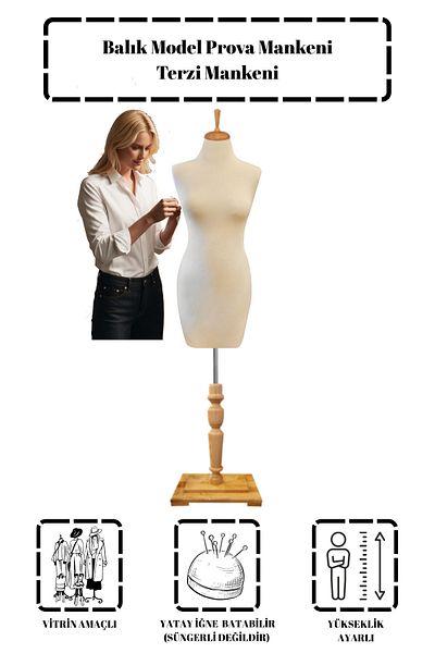 Manken İstanbul Μοντέλο ψαριού Tailor Mannequin Proof Mannequin (Μόνο οριζόντια βελόνα μπορεί να πέσει) CYM