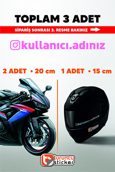 Turuncu Sticker İnstagram Kullanıcı Adı Sticker Toplam 3 Adet - 2 Adet 20cm -...