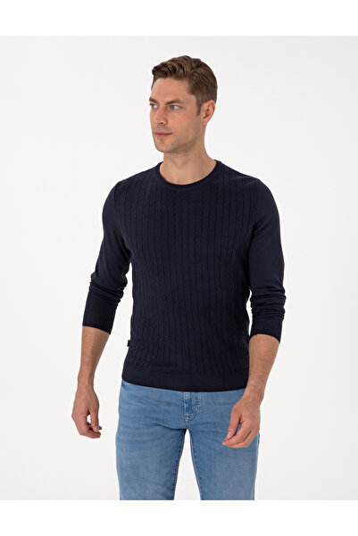 Pierre Cardin Navy Blue Slim Fit Crew Neck Sweater Sweater 50315717-Vr033