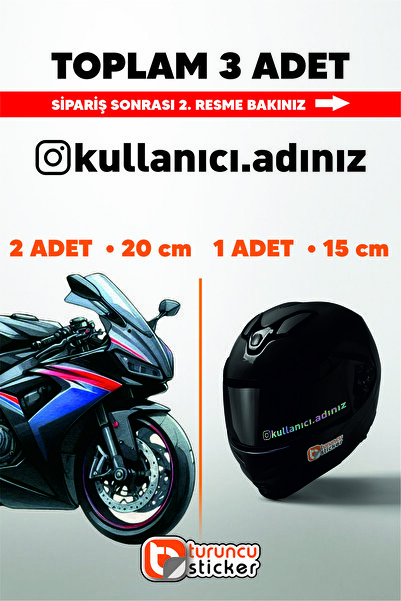 Turuncu Sticker İnstagram Kullanıcı Adı Sticker Toplam 3 Adet - 2 Adet 20cm -...