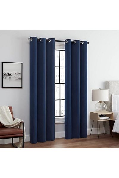 Metropolitan Concept Set of 2 blackout curtains, worked on staple rings