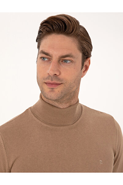 Pierre Cardin Camel Slim Fit Turtleneck Basic Sweater 50314202-Vr015