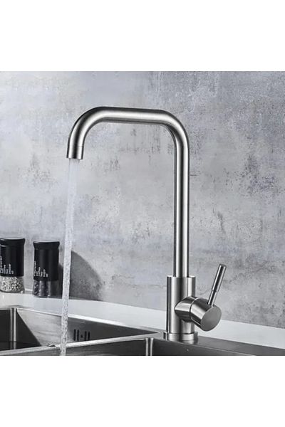 Alessandro DESIGN Baterie Bucatarie Monocomanda Pipa Pivotanta Cartus Ceramic Inox Satinat Racorduri Kit Fixare Inclus