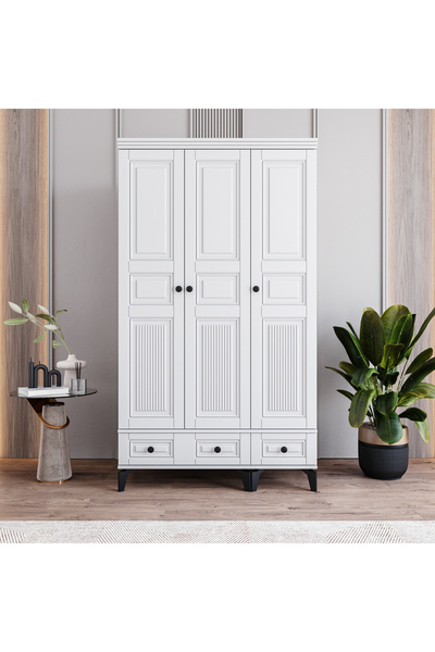 MONZIO Terra 3 Kapaklı Çekmeceli Gardırop %100 MDF