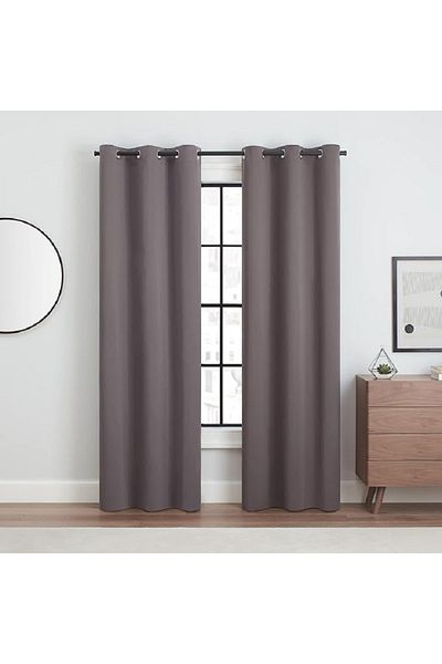 Metropolitan Concept Set of 2 blackout curtains, worked on staple rings