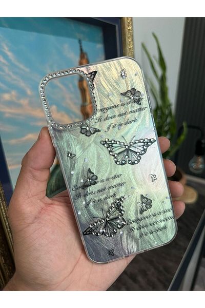 m.tk moveteck حافظة لهاتف iPhone 12 /12 Pro إطار كاميرا مرصع بالحجارة من الخلف ثلاثية الأبعاد نمط اللون عاكس للضوء