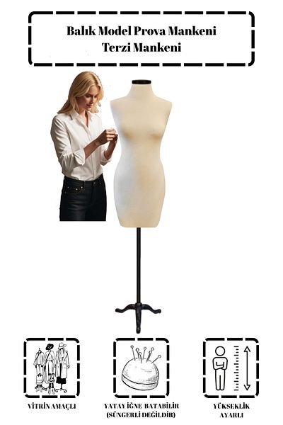 Manken İstanbul Μοντέλο ψαριού Tailor Mannequin Proof Mannequin (Μόνο οριζόντια βελόνα μπορεί να πέσει) DKM