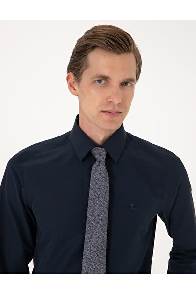 Pierre Cardin Men's Navy Blue Slim Fit Long Sleeve Basic Shirt