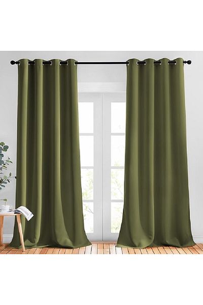 Metropolitan Concept Set of 2 blackout curtains, worked on staple rings
