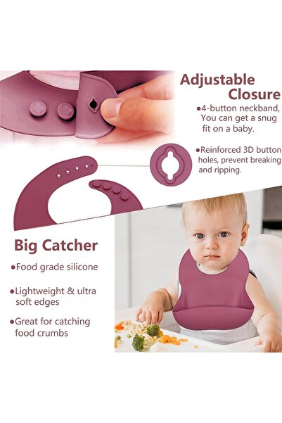 Toybox Silicone Baby Feeding Set – Baby Led Weaning Supplies with Bib, Divided Plate, Bowl, Cup, Spoons