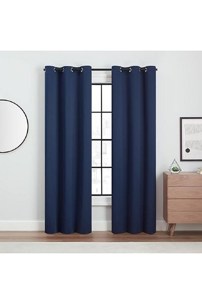Metropolitan Concept Set of 2 blackout curtains, worked on staple rings