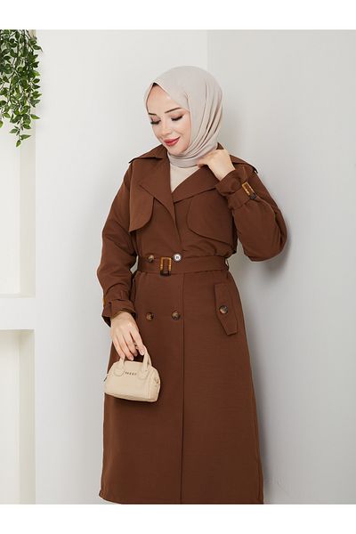RACE FASHİON Lined Linen Trench Coat Rc3089120