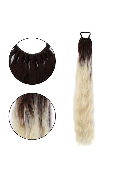 Wovna Rubber Buckle Ponytail Water Wave / Auburn / Platinum Ombre