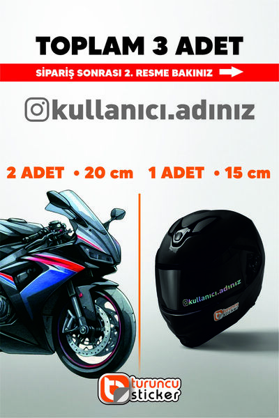 Turuncu Sticker İnstagram Kullanıcı Adı Sticker Toplam 3 Adet - 2 Adet 20cm -...