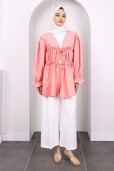 İmajButik Kimono cu volane cu legare în față Yavruağzı