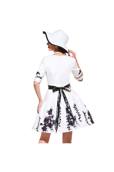 OEM Vintage style dress with black floral print
