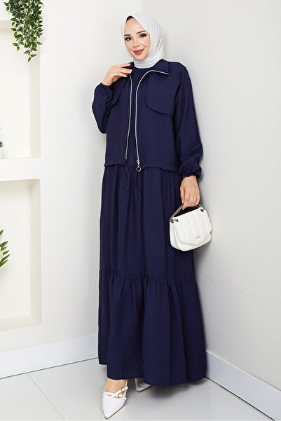 Bestenur Milda Jacket Dress Double Suit 1579 - Navy Blue