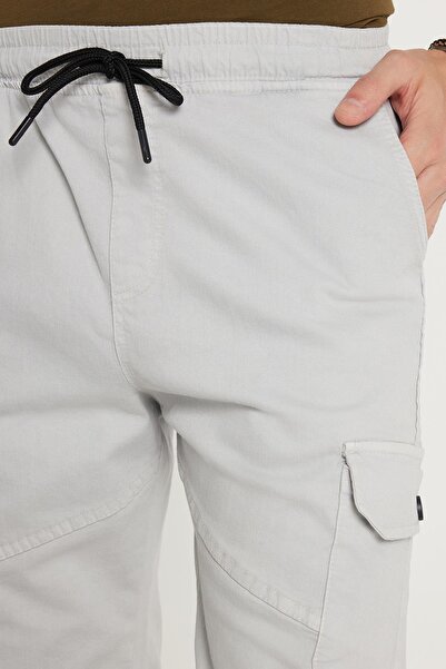 Tudors Ανδρικό σορτς Relax Fit Άνετο 100% βαμβακερό Cargo Pocket ανοιχτό γκρι Capri