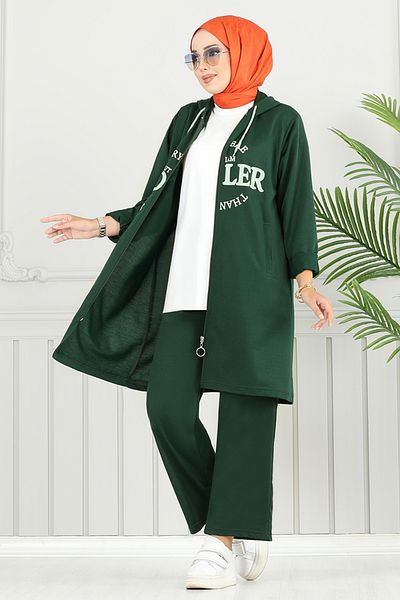 ModaMerve Εκτυπωμένο Σετ Χιτζάμπ 6037UZ1029-M Emerald