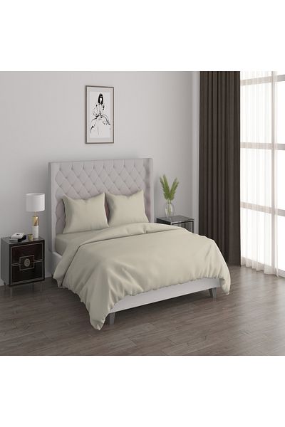 Cottage 3pcs cotton duvet cover 200*200cm - 200 thread count creamy
