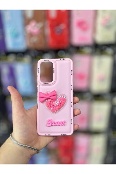 yuscerham Samsung Galaxy A53 Uyumlu Sweet Yazılı, Kalp Kabartmalı Simli Parla...