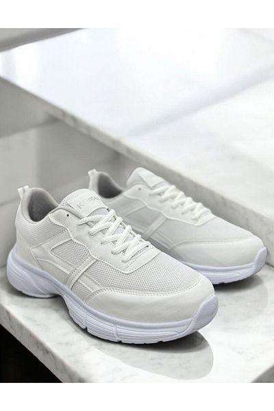 KANTEX Sneaker White Sports Shoes Comfortable Airy Flexible Quality Lace-Up Orthopedic Useful28M-
