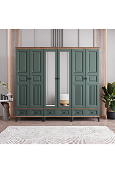 MONZIO Terra 6 Kapaklı Çekmeceli Gardırop %100 MDF