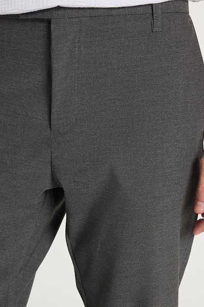 Tudors Men's Slim Fit Slim Fit Stretchy Side Pocket Ankle Length Canvas Cut Dark Gray Trousers