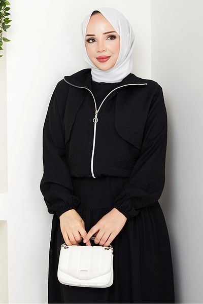 Bestenur Milda Jacket Clothes Σετ δύο τεμαχίων 1579 - Μαύρο