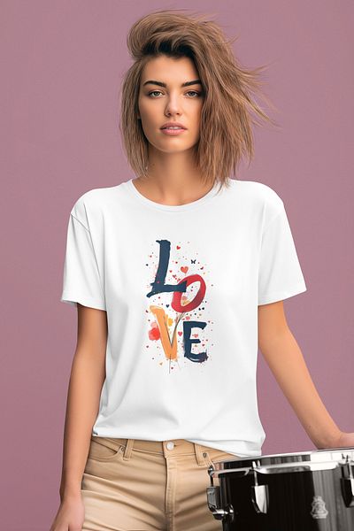 MAGORS Stil-X "I Love You" Printed Crew Neck 100% Cotton Women's Tshirt, White, Black, Red