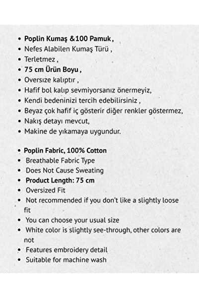 JESSE STORY NŐI POPLIN HÁSÍTÁS RENDELÉS 75 CM (100% PAMUT)