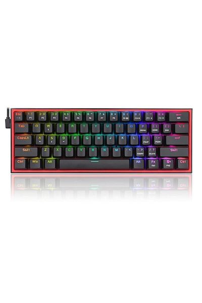 REDRAGON Tastatură mecanică de gaming Fizz TKL K617 RGB, neagră, switch-uri roșii, USB Type-C
